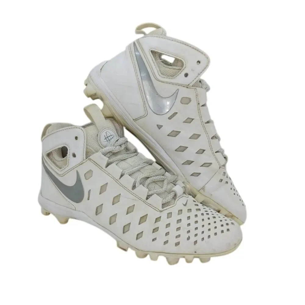 Nike Huarache Boy's Pre-owned White & Silver Baseball Cleats - sz. 4Y WOW!!